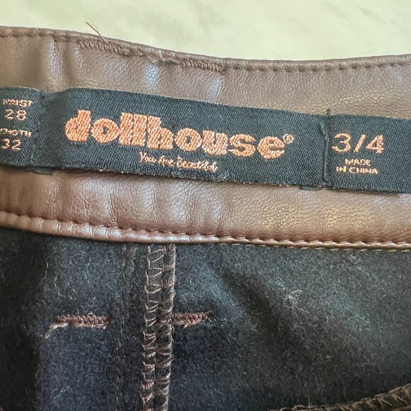 Vegan Leather Pants by Dollhouse in Chocolate Brown w/Flare Legs - Size 3/4 - Picture 10 of 12